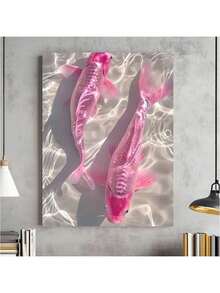 1 件/套抽象艺术美学粉色锦鲤海报和印刷品，现代锦鲤帆布墙艺术画，适用于卧室客厅装饰，复古帆布画，帆布墙艺术礼物，不含画框 - 彩色 - 查看 8