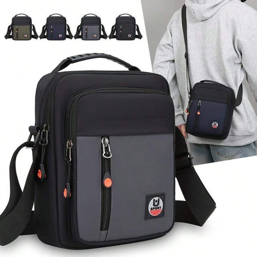 Large Capacity Men's Crossbody Bag For Notebook And Work - 灰色 - 查看 1