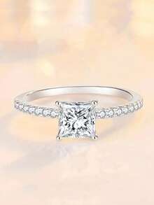 1 PC Elegant S925 Sterling Silver Cubic Zirconia Rings Wedding Jewelry For Women Fine Jewelry