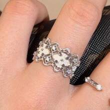 1pc Brushed Lace Rings, Zirconia, Delicate Jewelry, Women's Sense Of Luxury