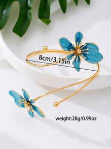 1pc Alloy Dual-Head Enamel Drip Glaze Drawing Flower Bangle, Simple And Elegant Fashion Elegant, Suitable For Mother's Day, Party, Banquet And Daily Wear