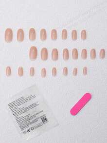 Monina 24 قطعة ملصقات أظافر بألوان عارية طبيعية، بتصميم بسيط وأنيق، مناسبة للارتداء اليومي، لوازم الأظافر