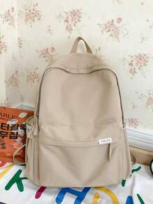 Solid Color Large Capacity Women's Backpack, Suitable For Teenagers, High School Students, College Students, Graduates, Backpacks, Back To School, Graduation Season, And Student Gifts. Essential Spring Outing Backpack For Junior High School Students, Campus Backpack, University Style - Multicolor - View 6