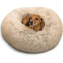 Best Friends By Sheri Original Calming Donut Dog And Cat Bed, Shag Faux Fur, Taupe, (23in X 23in) - Anxiety Relief For Pets Up To 25 Lbs - Hải quân Lux - Xem 1
