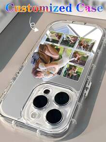1 pieza Funda personalizada para teléfono con espejo reflectante y silueta recortada de retrato y mascota compatible con iPhone 11 12 13 14 15 16 Pro Max