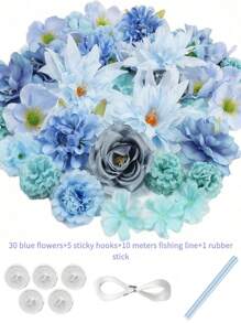 1pc Monochrome Series Floating Artificial Flowers Curtain, Creative Photography Prop, Indoor Outdoor Floral Decor, Plastic Fake Flower Petals Waterfall, Romantic Wedding Backdrop, 3-10cm Random Size, Decoration Material Pack
