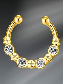 CIZME 1 chiếc nhẫn mũi giả bằng thép không gỉ đính đá Rhinestone thời trang dành cho phụ nữ để trang trí hàng ngày, khuyên mũi bằng vàng không xỏ khuyên, trang sức khuyên mũi giả, kẹp xỏ khuyên mũi giả trên mũi - Vàng - Xem 19
