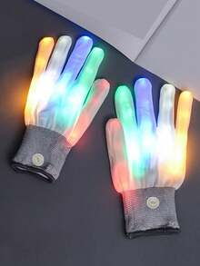 男女款 LED 闪光手套，7 种照明模式，休闲针织面料，无需电池激活，色彩鲜艳的派对配饰，节日手套 | 活力夜光手套 | 手套