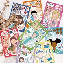 8 Sheets Funny Doctor Nurse Stickers Make Your Own Character Face Puzzle Toy Party Game Medical Decals For Laptops And Water Bottles Nurse Accessories For Work Back To School Student Rewards Supply