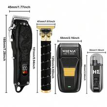 HIENA 4pcs/3pcs/1pc Men's Electric Shaver Set, Nose Hair Trimmer, Electric Razor And T9 Trimmer, Cordless USB Rechargeable Grooming Kit With Gift Box, Ideal Father's Day Or Valentine's Day Gift For Men, Suitable For Travel And Home Use - Black - View 4