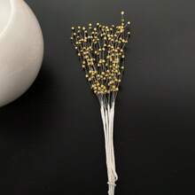 Mini Faux Pearl Flowers Gold Pearl Stick Beads For Bridal Wedding Pearl Bouquet Party Decorations, DIY Wreath Bridal Wedding Pearl Bouquet Decorations, Home Party Decorations Crafts Decorations