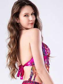 Sequin Sexy Tassel Belly Dance Bra Top Belly Dance Performance Costume Bar Party Costume Summer Beach Bra - Multicolor - View 33