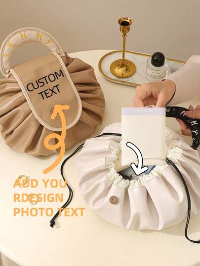 1pc Customized Personalized Name, MBTI, Memorial Meaning, Printed Pattern Storage Bag, Slouchy Cosmetic Bag Travel Bag, Large Capacity Drawstring Toiletry Bag, Can Print Letters Text, Holiday Patterns, Memorial Patterns Fashion Belt, Holiday Party Performance Costume Accessories, Holiday Birthday Friend Lover Gift