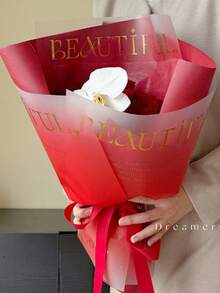 10 Stücke/Packung Wasserfestes Gold Folie Liebesbrief Blumen Geschenkpapier, für Blumengeschäft, Valentinstag