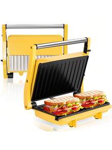 SUSTEAS Panini Press Grill - Sandwich Maker With Non-Stick Cooking Plate, Electric Indoor Grill That Opens 180 Degrees 304Stainless Steel - US A Type Plug(110-127V) - View 1