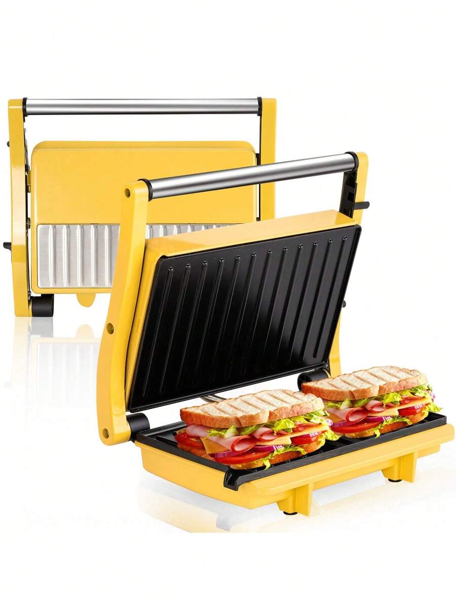 SUSTEAS Panini Press Grill - Sandwich Maker With Non-Stick Cooking Plate, Electric Indoor Grill That Opens 180 Degrees 304Stainless Steel - US A Type Plug(110-127V) - View 1