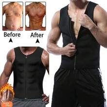 Fajas de neopreno para el cuerpo para hombres sudorosos que adelgazan la camiseta sin mangas chaleco termico - Negro - Ver 1