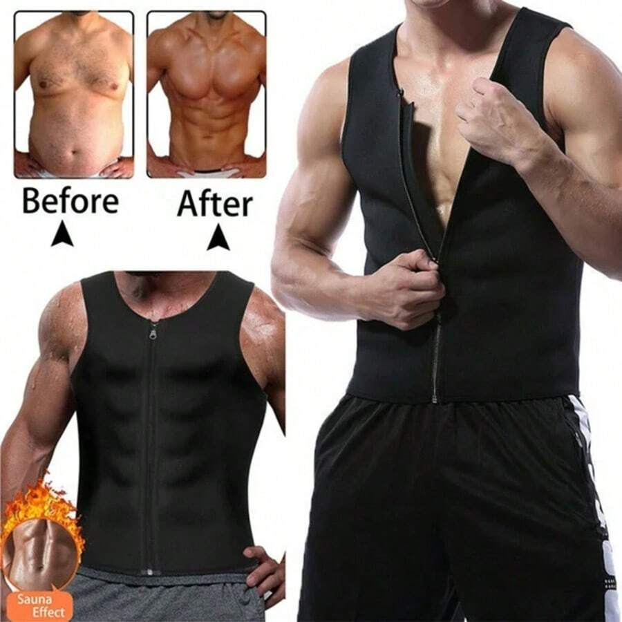 Fajas de neopreno para el cuerpo para hombres sudorosos que adelgazan la camiseta sin mangas chaleco termico - Negro - Ver 1