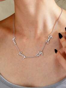 1pc Personalized Multi-Pendant Necklace, Arabic Custom, Fashionable Minimalist Necklace, Christmas Gift - Multicolor - View 9