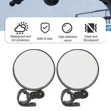 2 espejos retrovisores para bicicleta de 8 cm, ajustables, gran angular, redondos, universales para silla de ruedas y bicicleta. - Negro - Ver 4