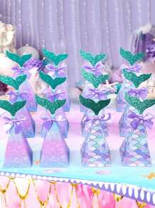 20pcs/5pcs Purple Mermaid Tail Gift Boxes, Ocean Theme Party Favors, Suitable For Birthday, Gender Reveal, Wedding, Birthday Decorations, Multipurpose Paper Gift Boxes, Gift Wrapping Supplies For All Occasions