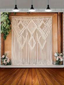 Pancarta de fondo 2D, 1 pieza Cortina de fondo con decoración floral y base de madera - Decoración duradera de poliéster para bodas, apta para cumpleaños, celebraciones al aire libre, eventos festivos - Disponible en varios tamaños, decoración de bodas estilo boho, decoración de fiestas, diseño de patrones complejos - Multicolor - Ver 4