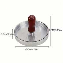 Stainless Steel Burger Press With Wooden Handle, Round Non-Stick Hamburger Patty Maker, Meat Mold Tool For BBQ, Grill & Homemade Burger Making - Silver - View 9