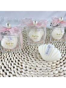 1/3/5pcs, Acrylic Box Shell Candles, Guest Wedding Gifts, Aromatherapy Candles, Bow Souvenir Gift Box, Wedding Party Decoration, Home Decoration, Bedroom Decoration, Wedding Candles, Wedding Accessories Bridesmaid Gift Box, Essential Holiday Gifts