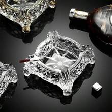 Cenicero de 5 x 5 pulgadas, gran cenicero de vidrio para cigarrillos y puros, ceniceros de cristal transparente para exterior, ceniceros cuadrados de vidrio - Cristal - Ver 5