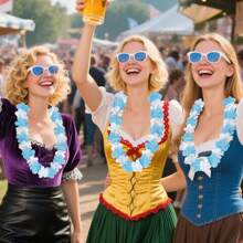 12 Packungen blaue weiße dekorative Oktoberfest Blumenketten, deutsche Bierfest Girlanden, wiederverwendbare falsche Blumenkränze für Themenpartys, Innen- und Außendekoration