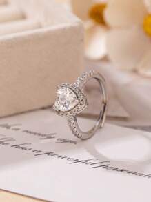 1 szt. Elegancki minimalistyczny pierścień miedziany w kształcie serca, idealny prezent dla bliskich i przyjaciół