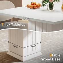 Tribesigns 90cm White Square Dining Table With 2 Placemats – Sturdy Pedestal Base For Dining Room, Living Room, And Kitchen - White - View 3