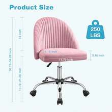 Office Chair Armless Cute Desk Chair Modern Adjustable Swivel Padded Fabric Vanity Task Computer Chair Home Office Desk Chairs With Wheels (Pink) - 粉色 - 查看 3