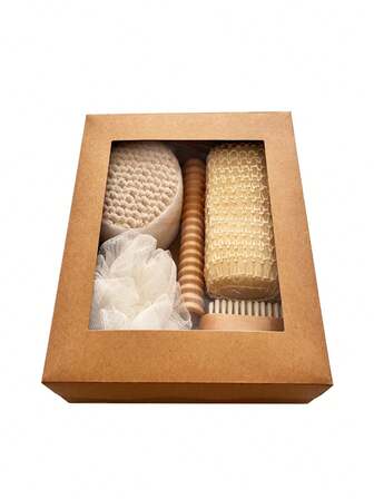 6 Stücke/7 Stücke Badeset Box, beinhaltet Badetuch, Luffa, Bürste, Bimsstein, Badeschwamm, exquisites Geschenkset für Feiertage, Studentenwohnheim