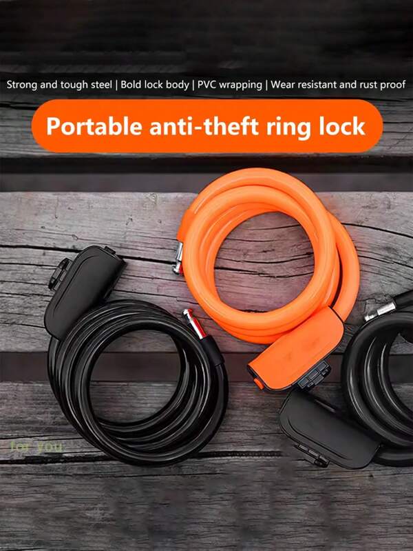1pc Bicycle Lock Road Riding Portable Security Anti-Theft Cable Lock, Suitable For Electric Motorcycle, Scooter, Bicycle Accessories, Bicycle Cable Lock, Mountain Bike, Portable Anti-Theft Ring Lock, High Security Scooter, Electric Electric Bicycle, Road Bike, Bicycle Anti-Theft Steel Cable Lock; Road Bike Safety Devices; Ideal For The Safety Of Electric Motorcycles And Scooters