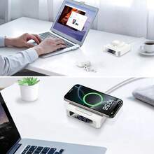 3 In 1 Wireless Charger, Time Display, Alarm Clock For Bedroom, Bedside, Living Room, Table, Home, Office, Desk, Fast Charging Dock Station Compatible With IPhone 17 16 15 14 13 12 11 Pro Max/Mini/Plus/XR/XS/X/8, Compatible With AirPods 2/3/4/Pro/Pro 2, Compatible With Samsung S25/S23/S22/S21/S20/, Galaxy Buds - White - View 8