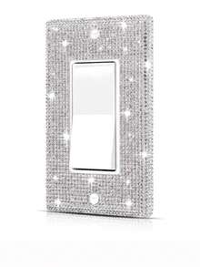 1 件壁板插座盖，电源插座插头盖，标准尺寸 4.50 英寸 X 2.76 英寸，银色水钻闪亮装饰灯开关盖板，适用于卧室配件家居装饰，贴纸，墙贴花，乙烯基贴花用于家居装饰，春季装饰物品让您的家焕然一新，节日装饰贴纸礼物生日毕业 - 銀色 - 查看 12