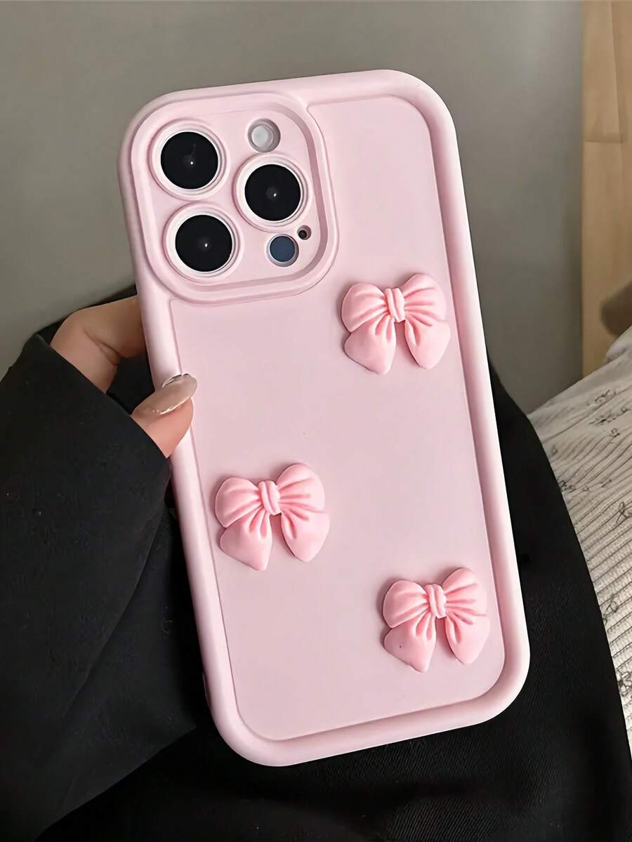 1 ốp lưng điện thoại nơ hồng 3D dễ thương, tương thích với Apple 16/16PRO/16E/ 15 14 13 12 Pro Max Plus 11/ XR, chống sốc và bảo vệ, tương thích với dòng , chống nước, chống rơi vỡ và chống trầy xước, phiên bản quốc tế, không phải phiên bản nội địa. - Hồng - Xem 1