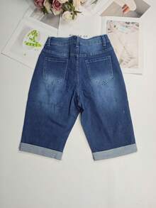 Women's Fashionable Casual Denim Shorts, Spring/Summer - Blue - View 8