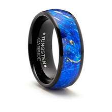 Tungsten Carbide Mens Ring Wedding Band Blue Wood Burl 8MM Comfort-Fit Black - màu đen - Xem 2