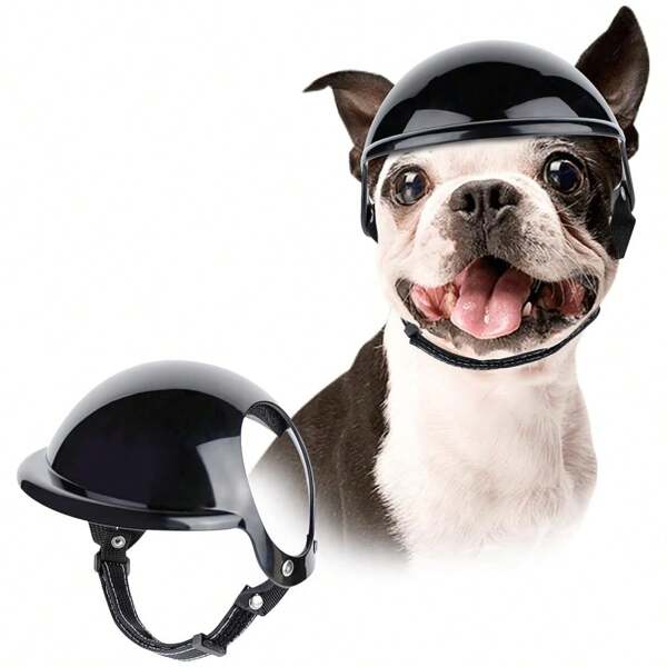 iDestry Kleiner Hundehelm für kleine Hunde, Hut mit Ohrloch, verstellbarer Riemen, Motorrad-/Fahrrad-Helm für Haustiere, universell, cooles Zubehör mit Klettverschluss, atmungsaktiv, süße Haustier-Artikel
