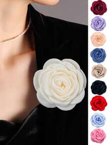 1pc Versatile Fashion New Multilayer 9cm Big Flower Fabric Brooch For Women, Suitable For Clothing, Scarf, Hat Decoration, Daily Wear & Party - Camellia Flower Brooch - View 12