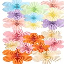 Birthday Party Decor Paper Flowers, Paper Wall Decor Flowers, Party Backdrop Paper Fan Hanging Paper Flowers - Multicolor - View 31