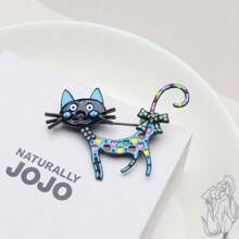 1 pieza Broche de gato azul esmaltado, broche decorativo de estilo europeo y americano adecuado para el uso diario de las señoras