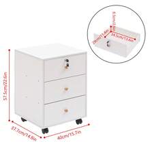 Small Mobile File Cabinet, Home Office Under Desk Drawers, File Storage Unit, Office Pedestal, Under Desk Unit, Small Bedside Drawers Cabinet On Casters - White - View 7