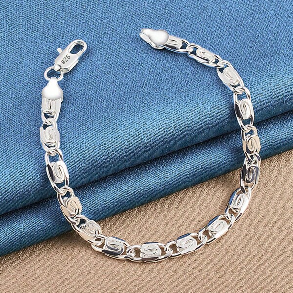 1 Stück Boho einfacher Stil 925 Sterling Silber Kette Armband, Modeschmuck für Frauen und Männer für den täglichen Gebrauch und als Geschenk, Accessoire für alle Jahreszeiten