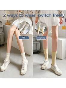 3 双/6 双/9 双女士休闲袜，中筒袜，均码，冰丝袜，两种穿法，瘦腿修长，百搭