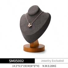 Oirlv 实木珠宝托盘手链戒指展示道具套装珠宝收纳盒支架项链展示架珠宝盘-深灰色 - 深灰色 - 查看 14