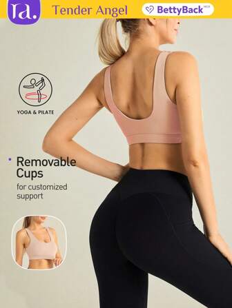  Tender Angel 新款女式瑜伽工字背心，带衬垫胸罩，无缝紧身运动背心，适合跑步锻炼