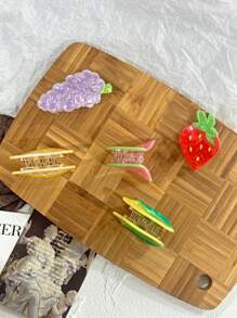 Hair Clips Claw Clips 1pc Lemon, Orange, Strawberry, Watermelon, Grape Fruit Decoration Mini Hair Clip, Acrylic Sweet Hair Claws, Festive Hair Accessories, School Stuff, College Autumn Accessories Fall Winter For Vacation Outfits Woman